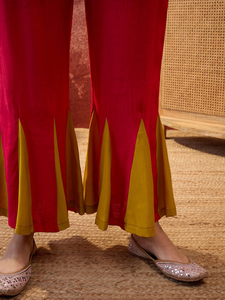 Fuchsia Embroidered Tunic With Sharara Co-Ords Set