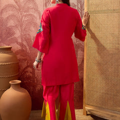Fuchsia Embroidered Tunic With Sharara Co-Ords Set