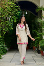 Abstract Embroidered Pure Cotton Top With Trouser Co-Ords