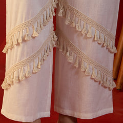 Floral Printed & Lace Work Tunic With Trouser Co-Ords Set