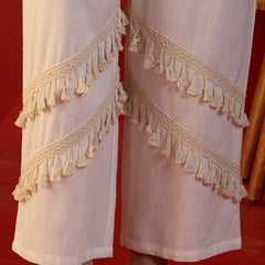 Floral Printed & Lace Work Tunic With Trouser Co-Ords Set