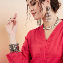 Pure Cotton V-Neck Pathani Kurta With Trousers