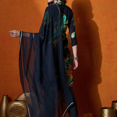 Floral Embroidered Sequinned Kurta With Trouser And Dupatta