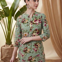 Floral Printed Straight Short Kurti