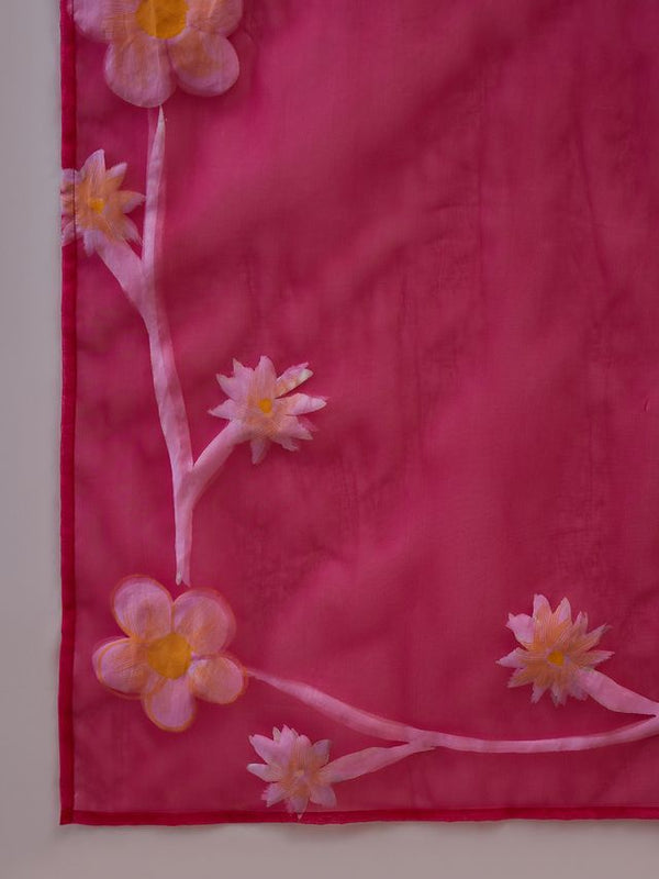 Red Hand Block Print  Shoulder Straps Straight Kurta With Trouser Dupatta Kurta Set