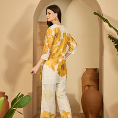 Embroidered & Printed Cotton  Lining in Kurta With Pant Co-Ords