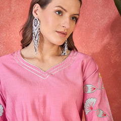Floral Embroidered Kurta With Pant Kurta Set