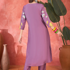 Off White Floral Embroidered Kurta With Pant Kurta Set