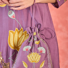 Off White Floral Embroidered Kurta With Pant Kurta Set