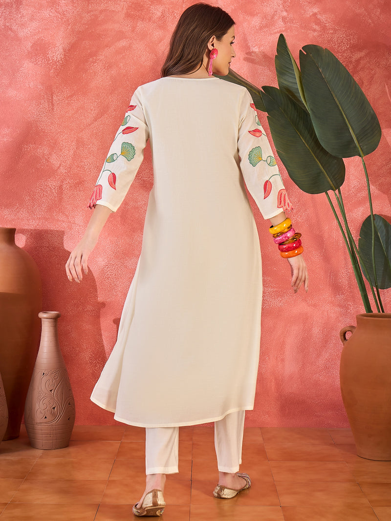 Floral Embroidered Kurta With Pant Kurta Set