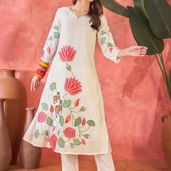 Floral Embroidered Kurta With Pant Kurta Set