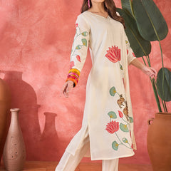 Floral Embroidered Kurta With Pant Kurta Set