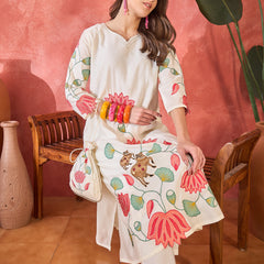 Floral Embroidered Kurta With Pant Kurta Set