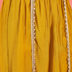 Floral Embroidered & Sequinned A-Line Kurta With Palazzos & Bag Kurta Set