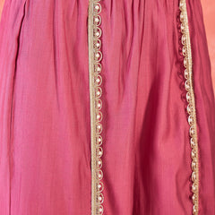 Floral Embroidered & Sequinned A-Line Kurta With Palazzos & Bag Kurta Set
