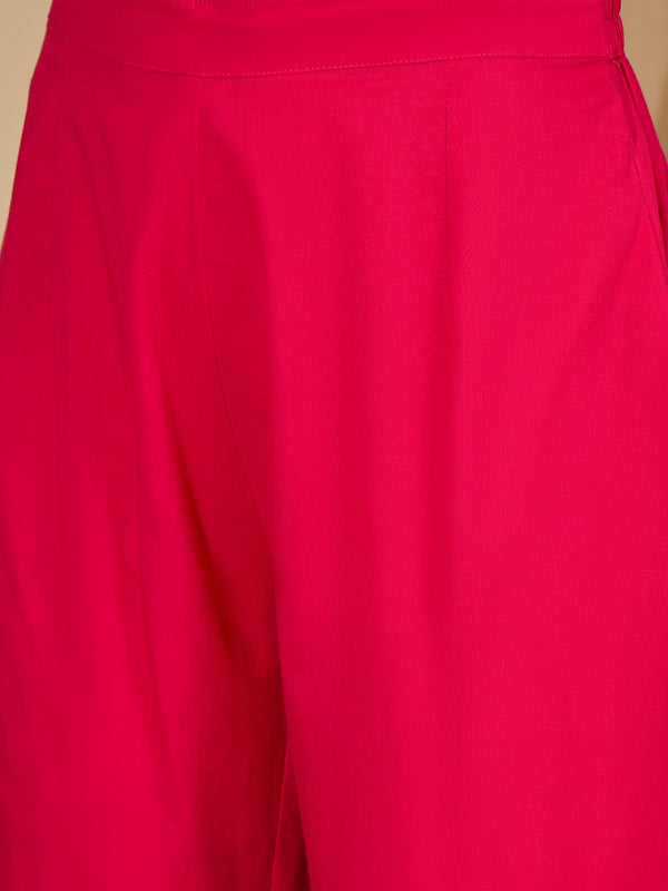 Pure Cotton Floral Embroidered Tunic With Trousers Co-Ords Set