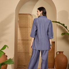 Floral Embroidered Tunic With Trousers Co-Ords Set
