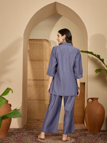 Floral Embroidered Tunic With Trousers Co-Ords Set