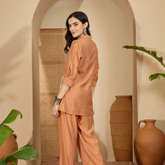 Floral Embroidered Tunic With Trousers Co-Ords Set