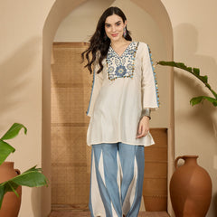 Embroidered Tunic With Palazzo Co-Ords Set