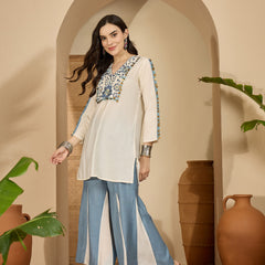 Embroidered Tunic With Palazzo Co-Ords Set