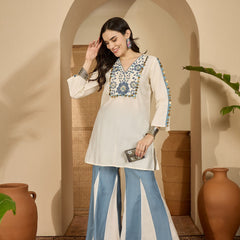 Embroidered Tunic With Palazzo Co-Ords Set