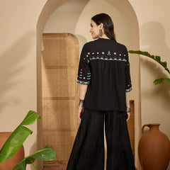 Black Embroidered Tunic With Palazzo Co-Ords