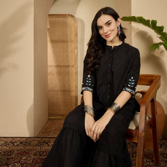 Black Embroidered Tunic With Palazzo Co-Ords