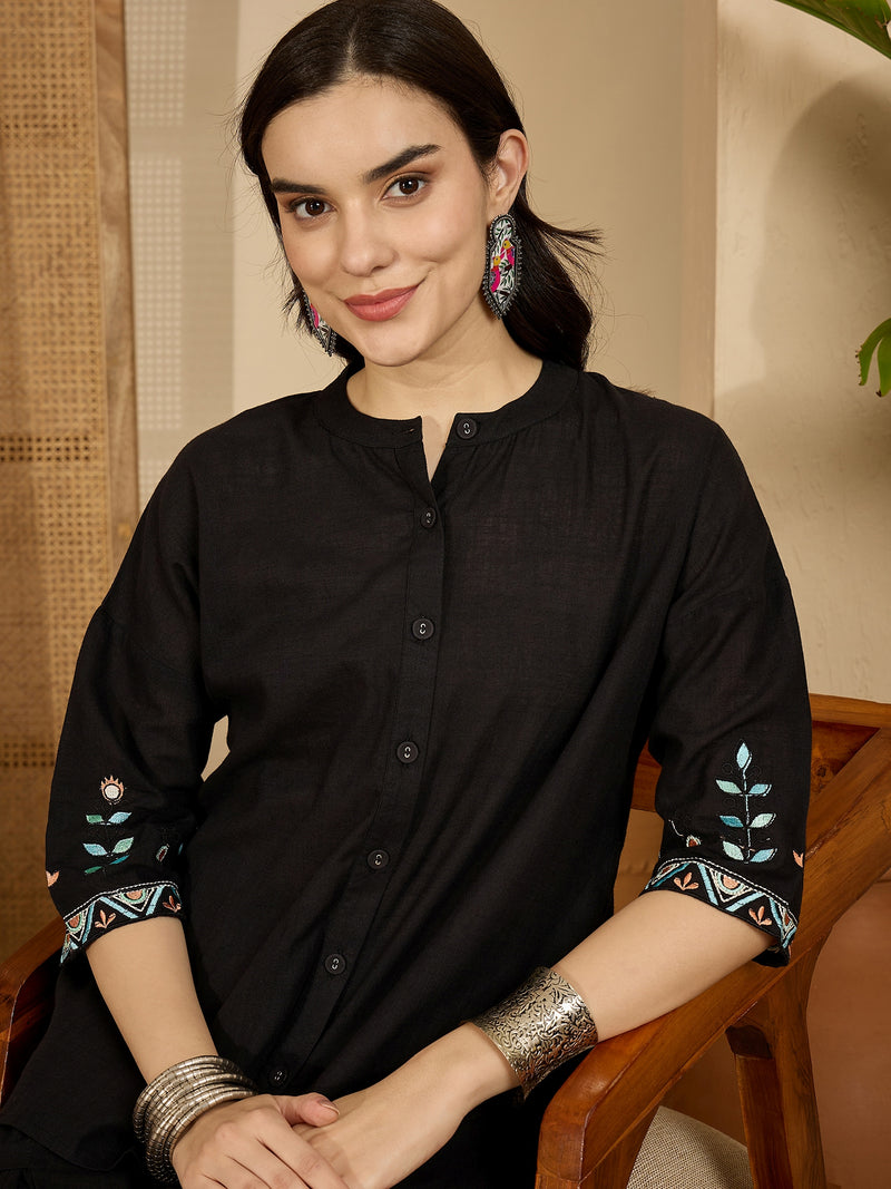 Black Embroidered Tunic With Palazzo Co-Ords