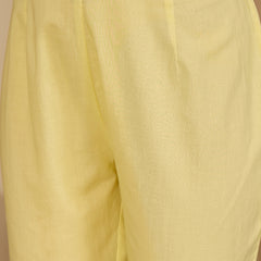 Yellow Floral Embroidered  Straight Kurta With Pant & Dupatta Kurta Set