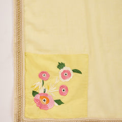 Yellow Floral Embroidered  Straight Kurta With Pant & Dupatta Kurta Set