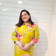 Floral Printed & Mirror Work Pathani Kurta With Trousers Kurta Set