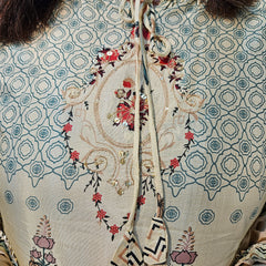 Grey Floral Print Straight Kurta With Sharara And Dupatta Kurta Set