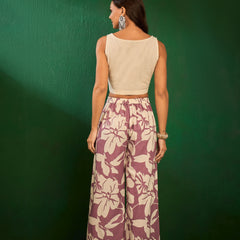 Printed Pure Cotton Top with Jacket & Palazzo Co-Ords Set