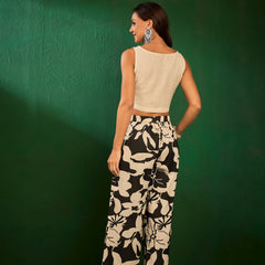 Printed Pure Cotton Top with Jacket & Palazzo Co-Ords Set