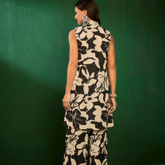 Printed Pure Cotton Top with Jacket & Palazzo Co-Ords Set