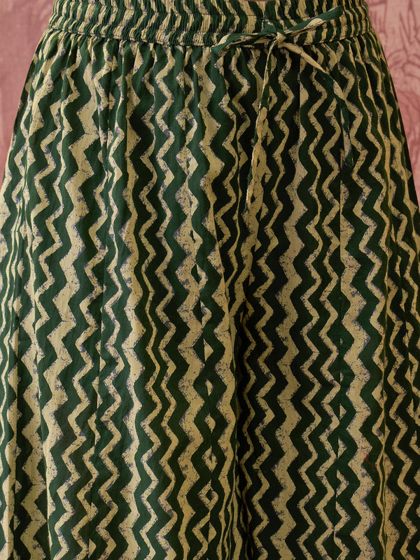 Ethnic Motifs Print Straight Kurta with Palazzo Kurta Set