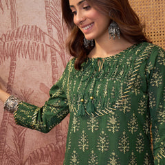 Ethnic Motifs Print Straight Kurta with Palazzo Kurta Set