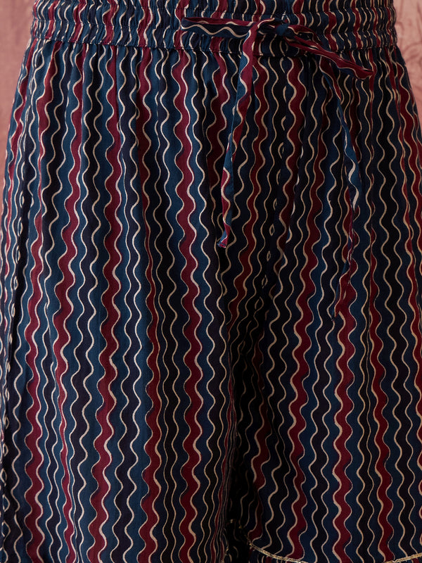 Ethnic Motifs Print Sleevless A-Line Kurta with Sharara & Dupatta Kurta Set