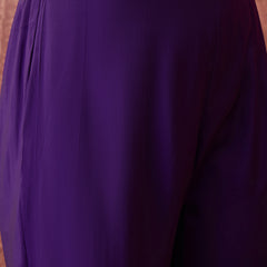 Purple Hand Block Print Straight  Kurta with Trouser & Dupatta Kurta Set