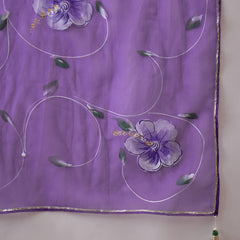 Purple Hand Block Print Straight  Kurta with Trouser & Dupatta Kurta Set
