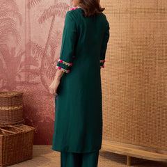 Premium Lace Detail Straight Kurta With Trouser Set