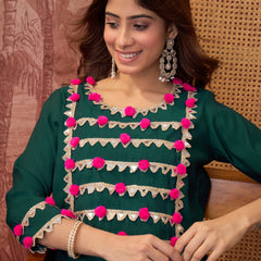 Premium Lace Detail Straight Kurta With Trouser Set