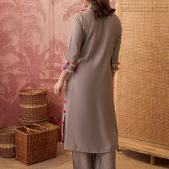 Premium Lace Detail Straight Kurta With Trouser Set