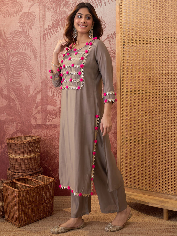 Premium Lace Detail Straight Kurta With Trouser Set