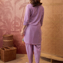 Pure Cotton Floral Embroidered Straight Kurta With Dhoti Pant Kurta Set