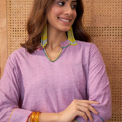 Pure Cotton Floral Embroidered Straight Kurta With Dhoti Pant Kurta Set