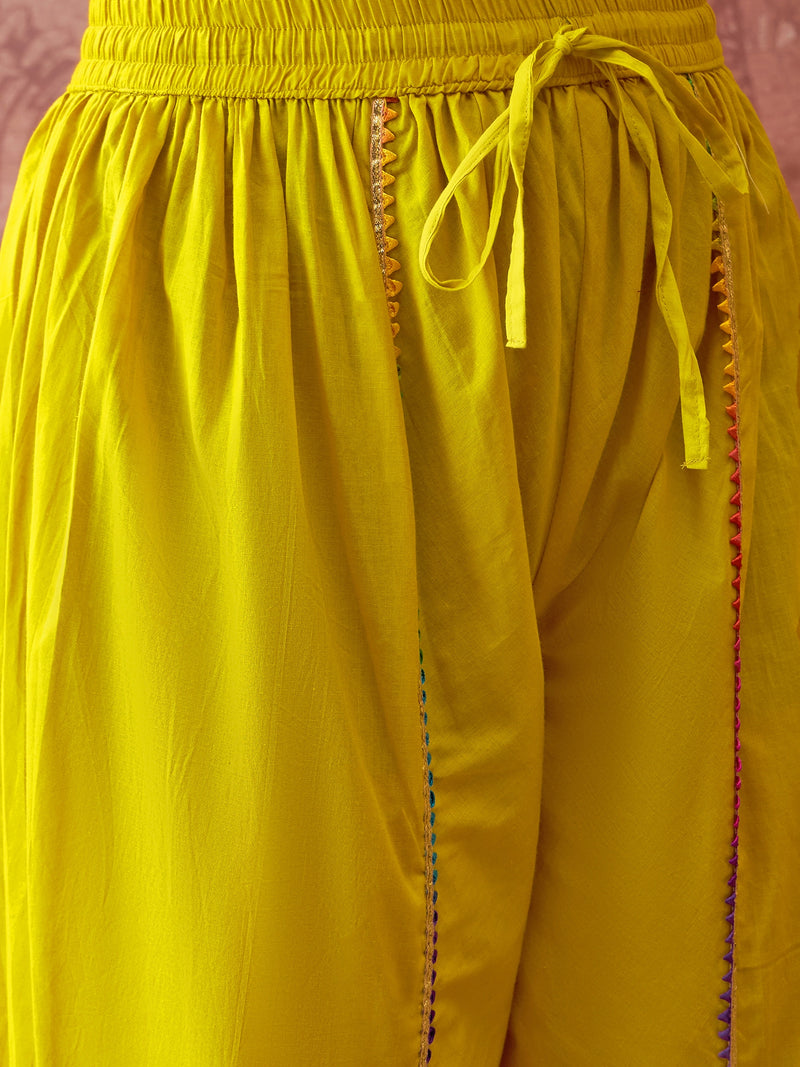 Pure Cotton Floral Embroidered Straight Kurta With Dhoti Pant Kurta Set