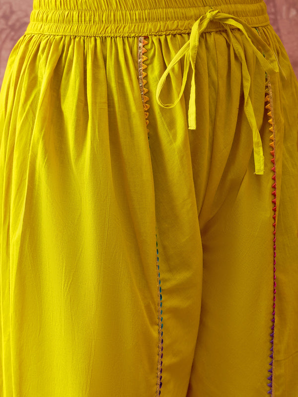 Pure Cotton Floral Embroidered Straight Kurta With Dhoti Pant Kurta Set