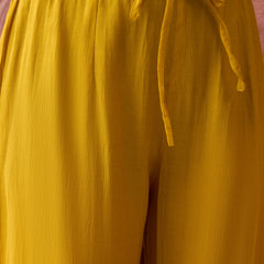 Mustard Floral Embroidered Straight Kurta With Trouser & Dupatta Kurta Set